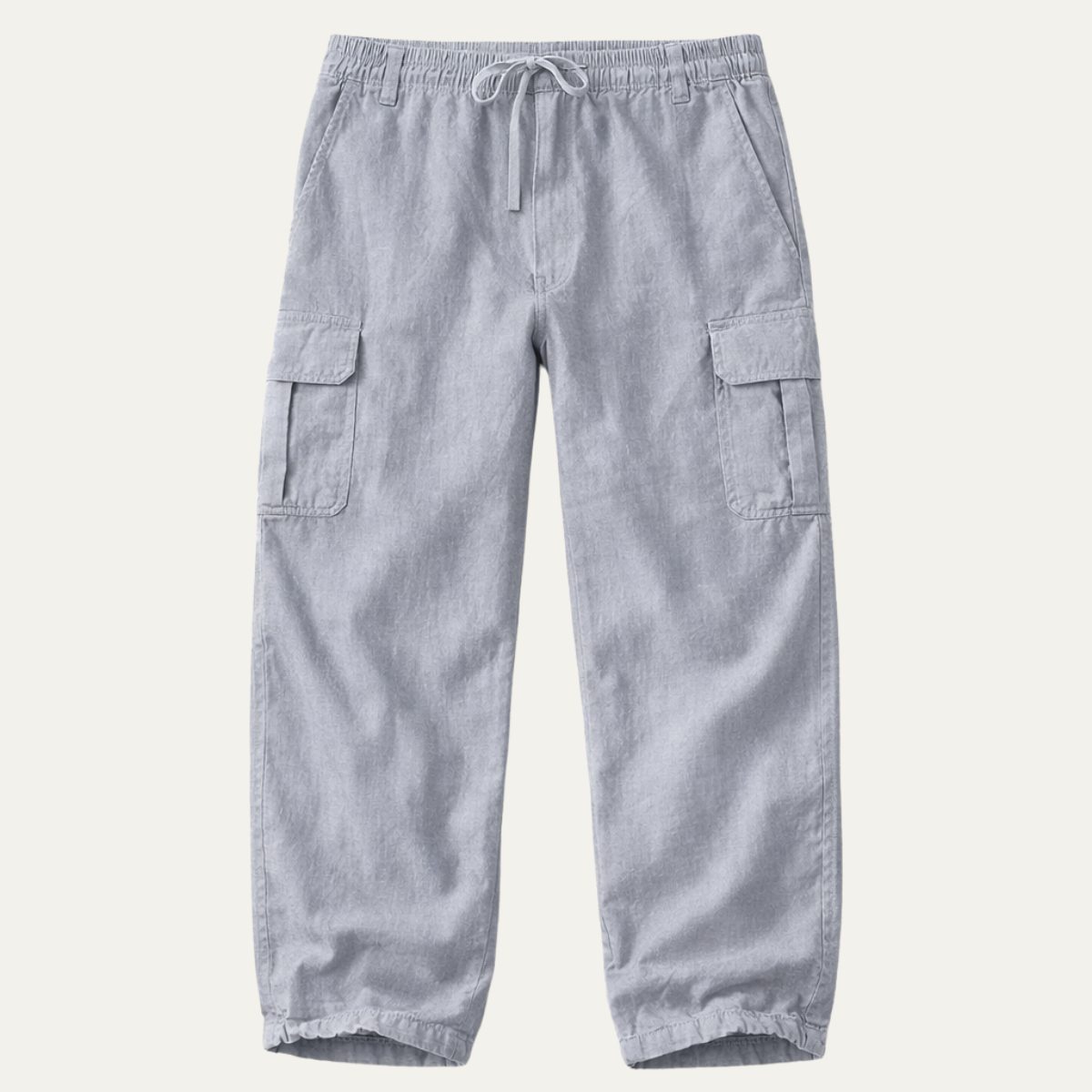 Men's Cotton Cargo Pants Loose Fit Multi Pocket Soft Gray - VibreMode
