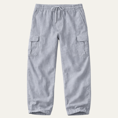 Men's Cotton Cargo Pants Loose Fit Multi Pocket Soft Gray - VibreMode