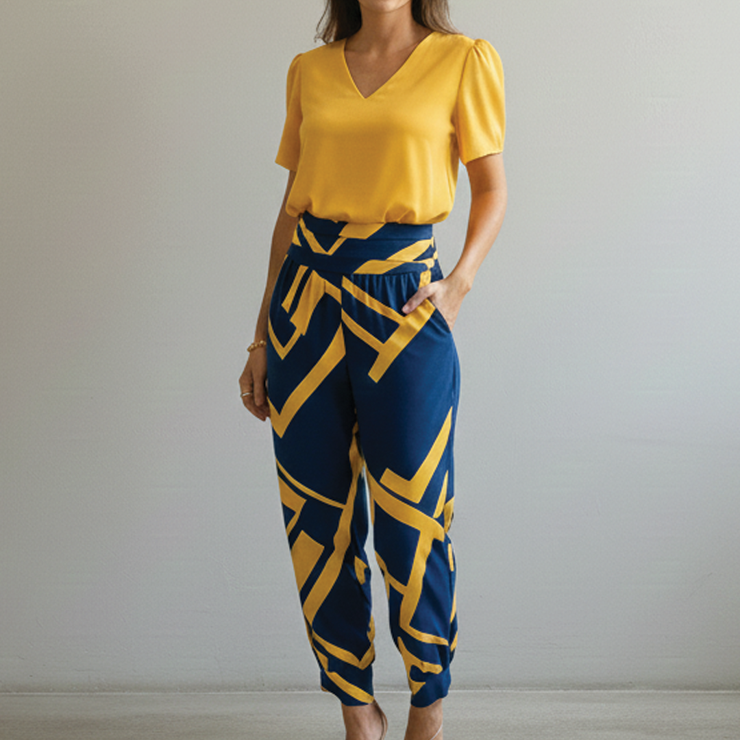 Women's Cute Top and Pant Outfit Set - VibreMode