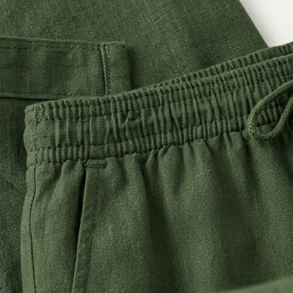 Men's Cotton Linen Shirt And Shorts Set