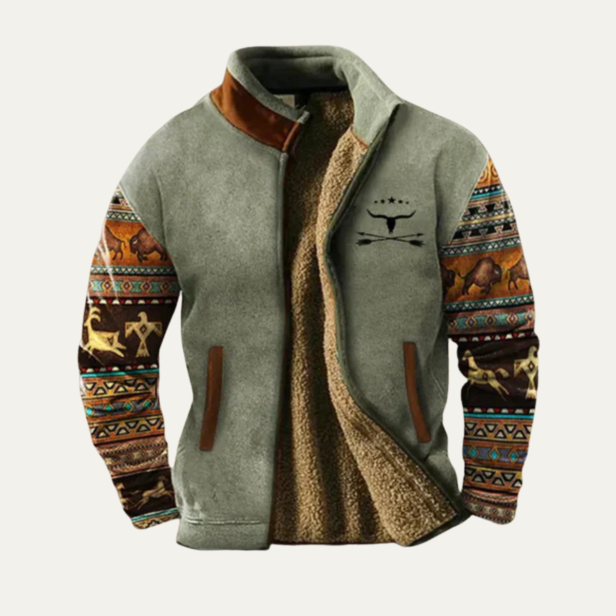 Mens Vintage Sherpa Lined Winter Coat - VibreMode