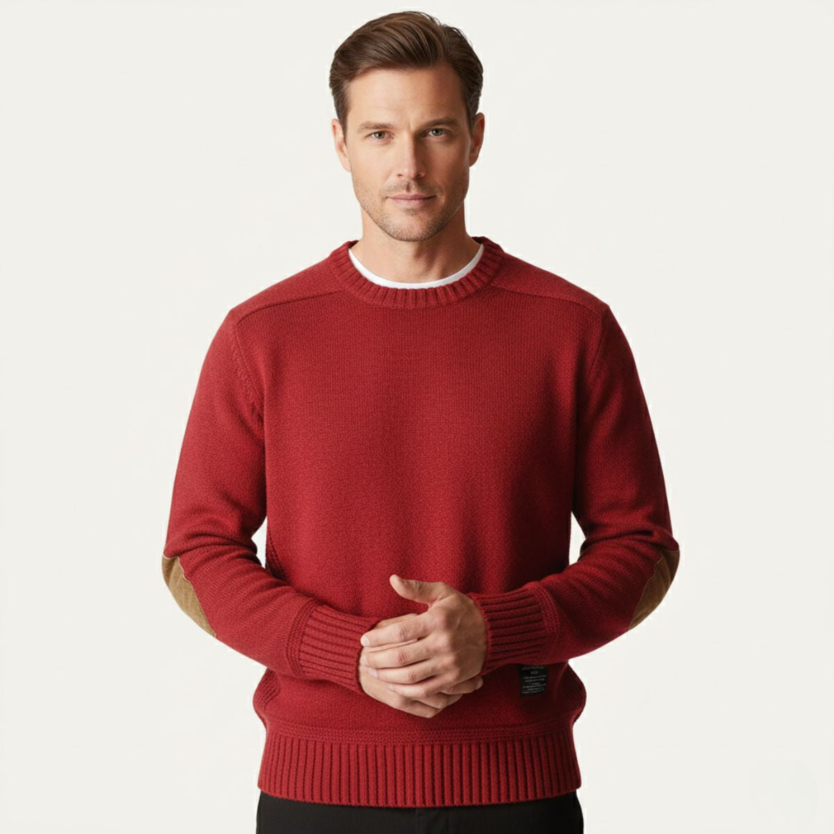 Men's Oversized Knit Sweater Elbow Patches