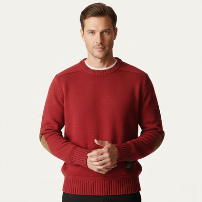 Men's Oversized Knit Sweater Elbow Patches