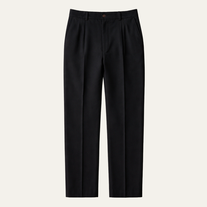 Men's Black Pleated Wide Leg Dress Pants - VibreMode