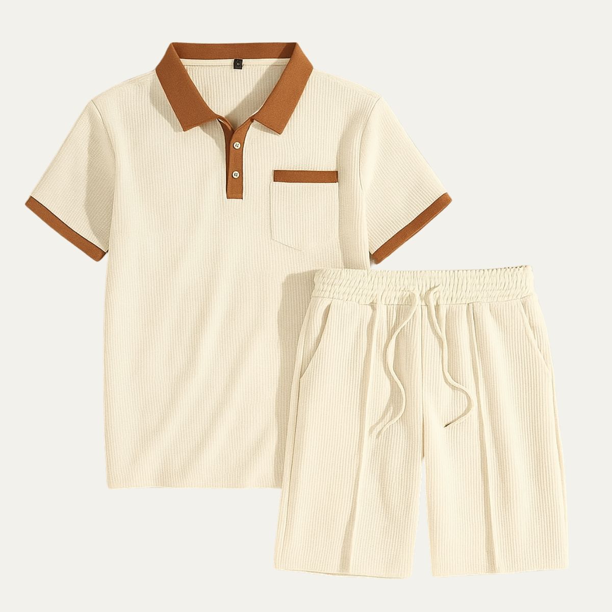 Men's Cotton Polo Shorts Set Vintage Style