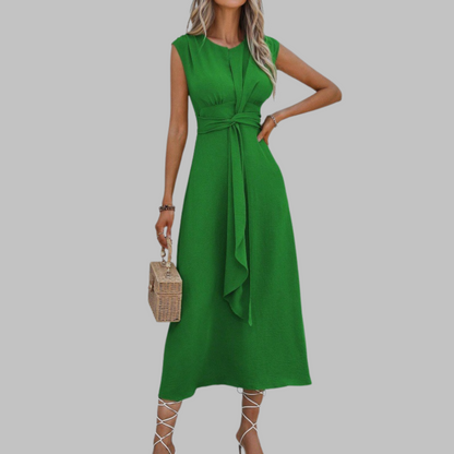 Women's Sleeveless Waist Tie Dress - VibreMode