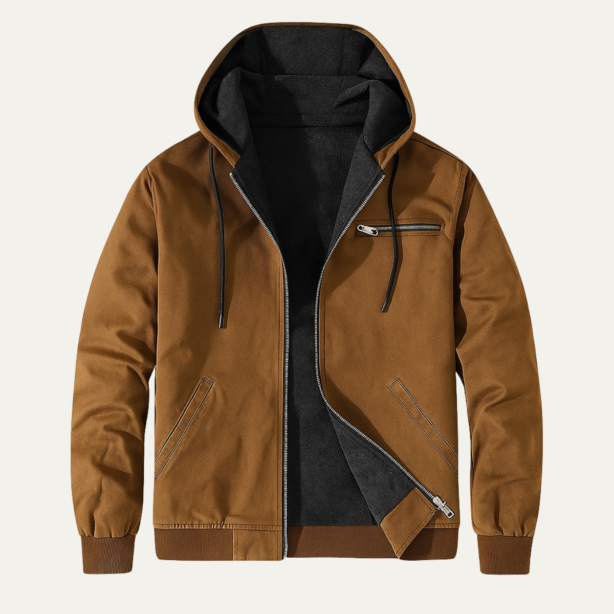 Men's Fleece Lined Hooded Jacket Winter Warm - VibreMode