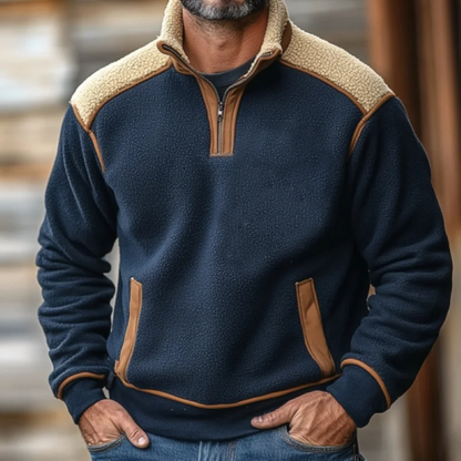 Men's Colorblock Half Zip Fleece Sweater