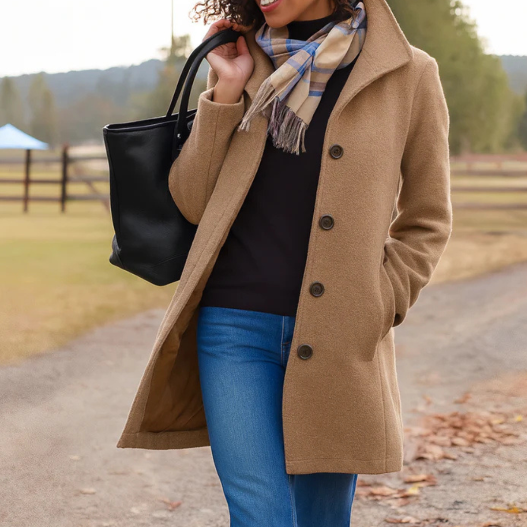 Warm Ladies Long Button Coat - VibreMode