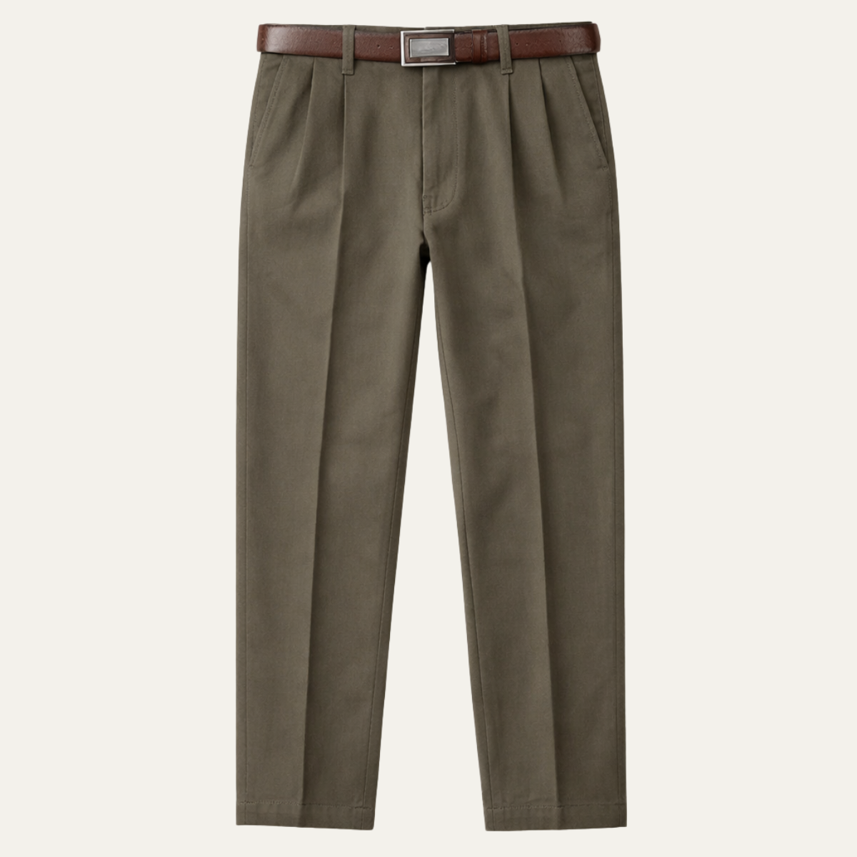 Men's Double Pleated High Waist Straight Leg Pants - VibreMode