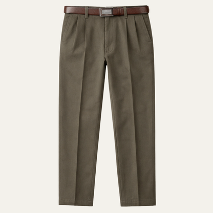 Men's Double Pleated High Waist Straight Leg Pants - VibreMode