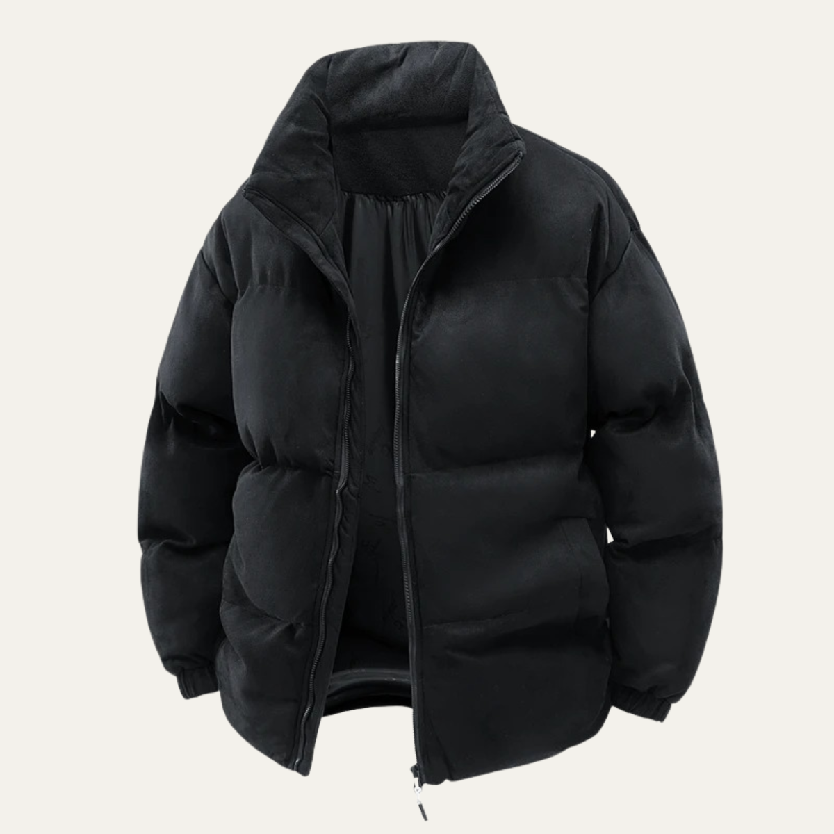 Men's Suede Puffer Jacket Cotton Padded Brown - VibreMode