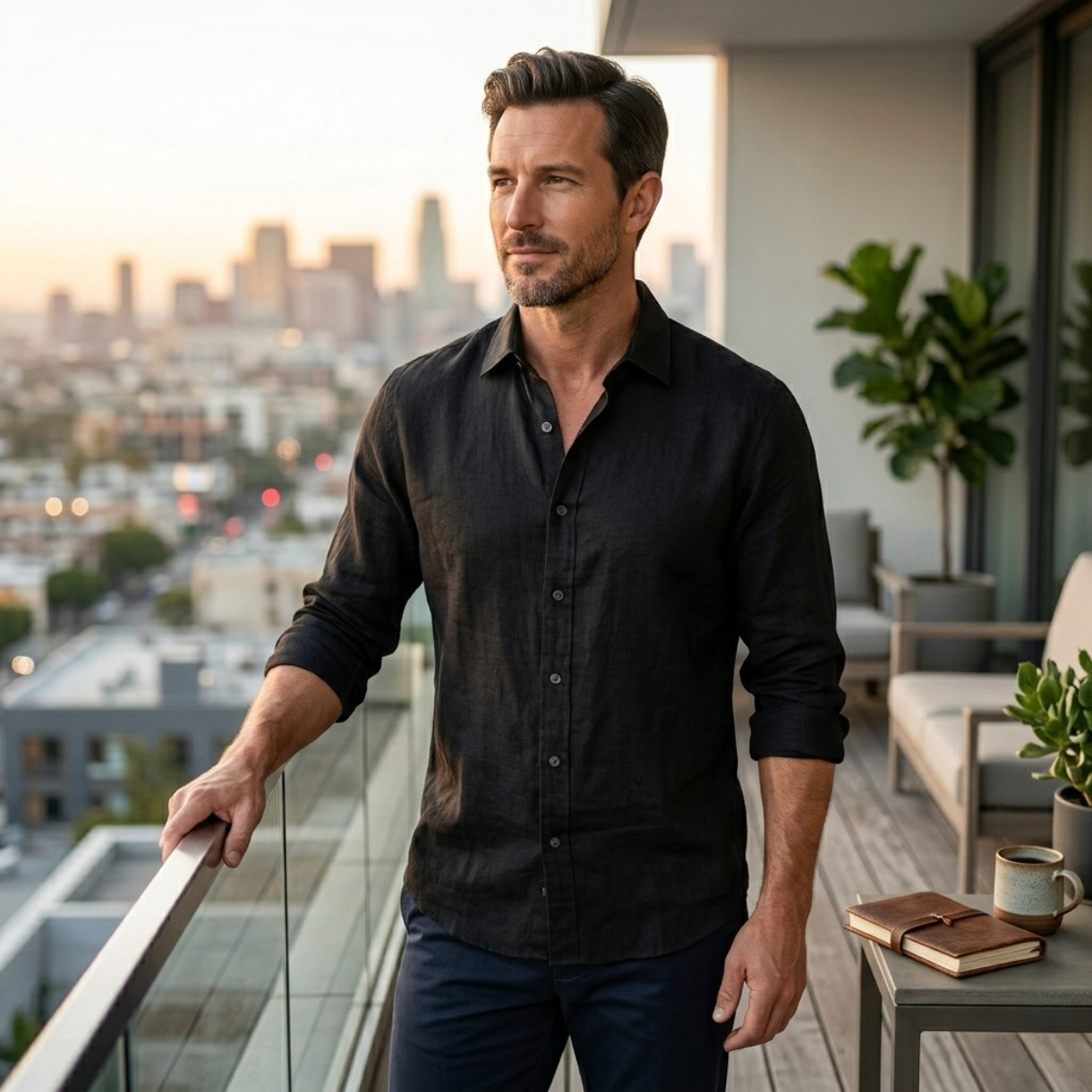 Mens Linen Button Up Shirt