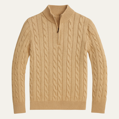 Men's Knitted Half Zip Sweater Mock Neck - VibreMode