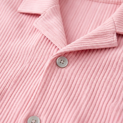 Men's Ribbed Summer Shirt And Shorts Set