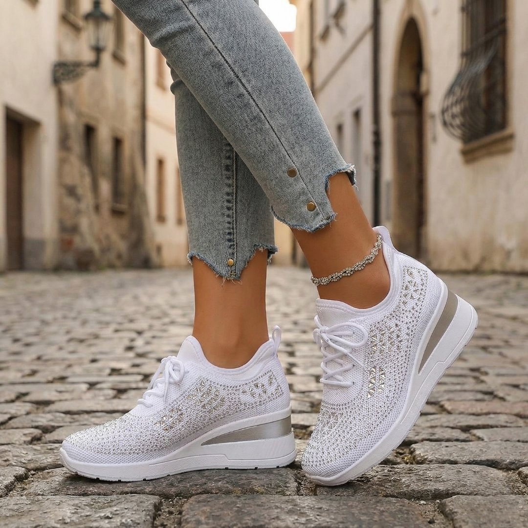 Women’s Wedge Sneakers Lace Up Casual Comfort Walking Shoes