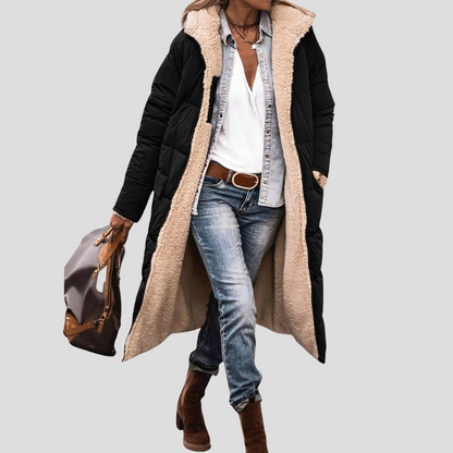 Women's Reversible Winter Coat Hooded Teddy Lining - VibreMode