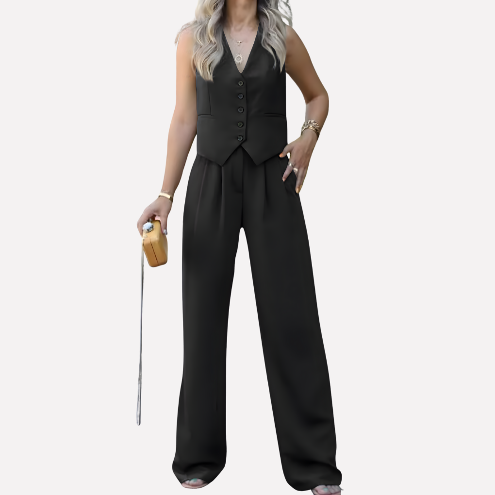 Women's Sleeveless Vest And Pants Set
