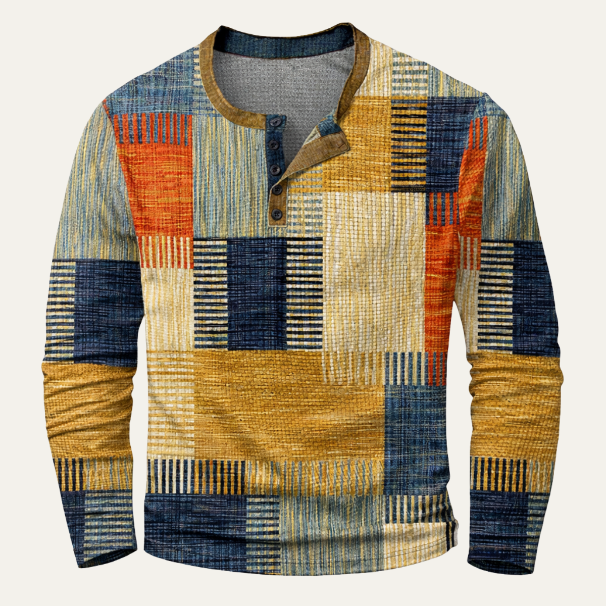 Men's Polo Shirt Textured Patchwork Bluefield - VibreMode