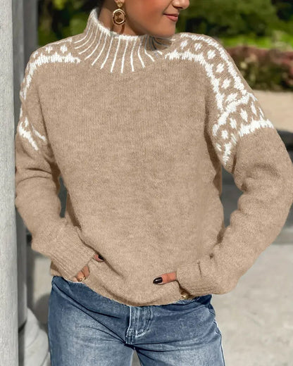 Women's High Neck Ribbed Sweater