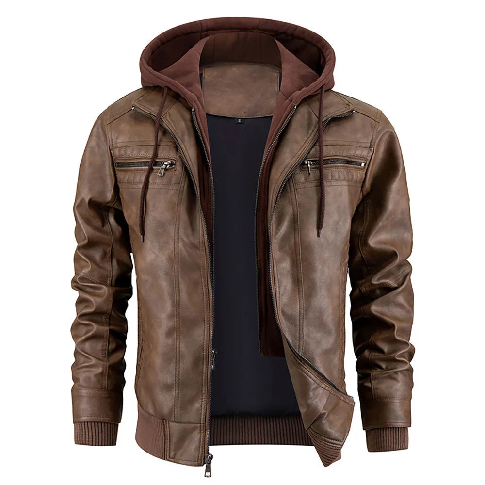 Women's Leather Winter Coat With Hood