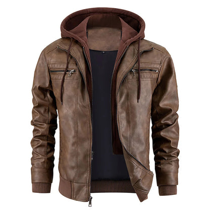 Women's Leather Winter Coat With Hood