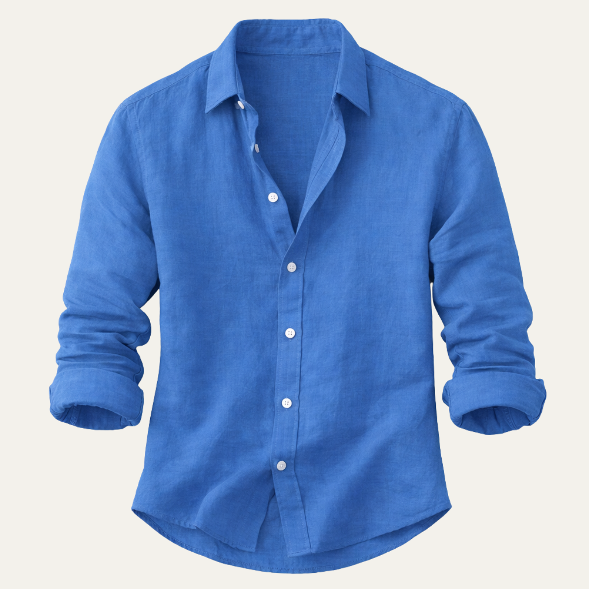 Men's Linen Button Up Shirt Casual Beige - VibreMode