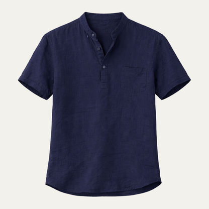 Men's Cotton Linen Henley Shirt Lightweight - VibreMode