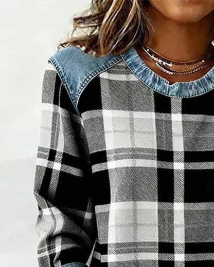 Plaid Patchwork Fleece Sweatshirt