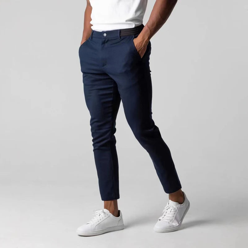 Men's Slim Leg Trousers Button Waist