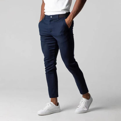 Men's Slim Leg Trousers Button Waist