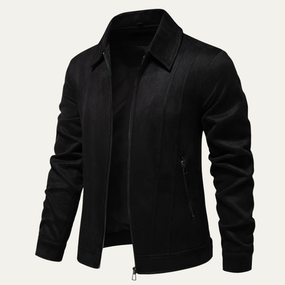Men's Leather Biker Jacket Zip Up Casual Black