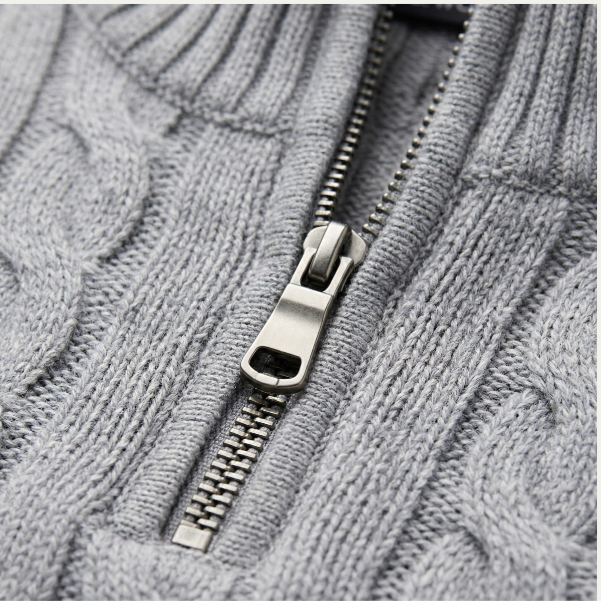 Men's Cable Knit Quarter Zip Sweater High Neck