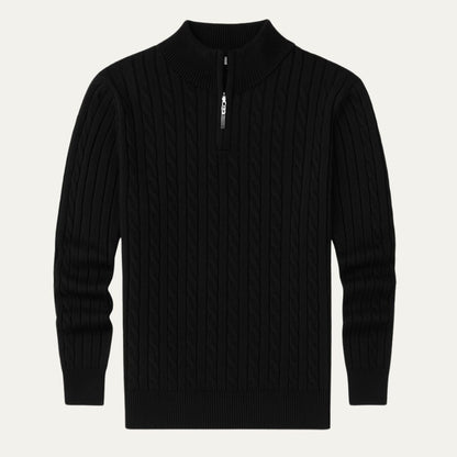 Wells Men's Cable Knit Quarter Zip Sweater