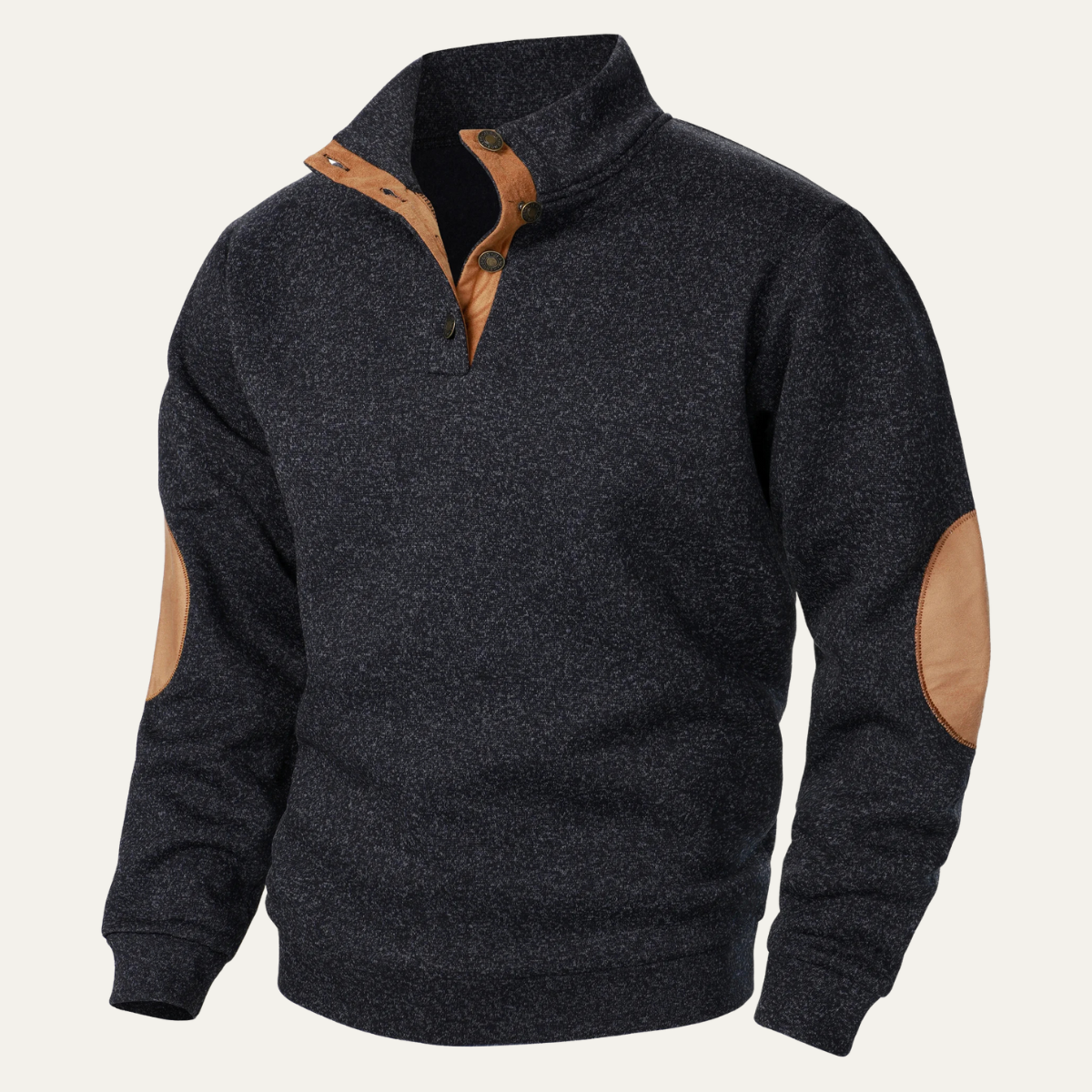 Men's Fleece Sweater Suede Elbow Patches