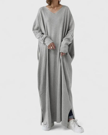 Ladies Elegant V Neck Floor Length Dress