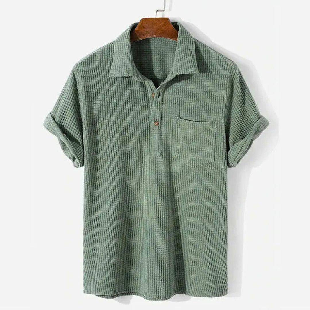 Men's Textured Polo Shirt Relaxed Fit - VibreMode
