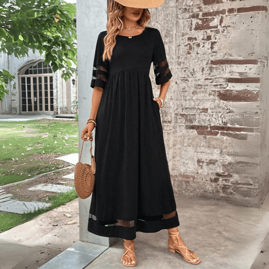 Chic Long Sleeve Evening Maxi Dress