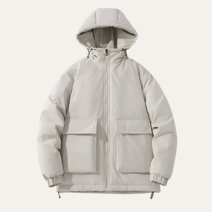Men's Puffer Jacket Warm Padded Hooded Black - VibreMode