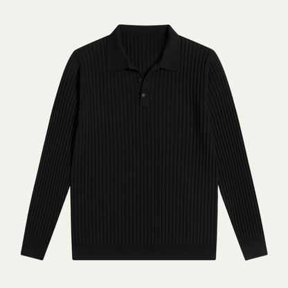 Men's Ribbed Knitted Polo Shirt - VibreMode