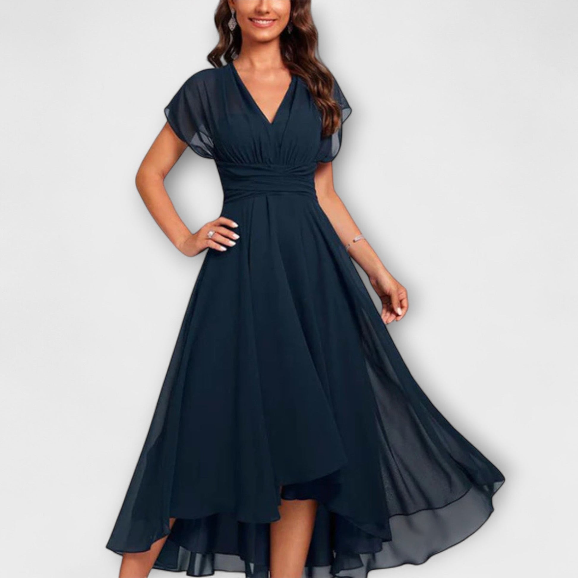 Gathered Waist Mid Length Dress - VibreMode