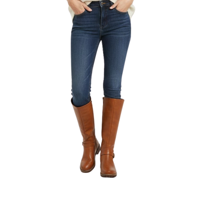 Tall Black Knee High Riding Boots Thick Heel