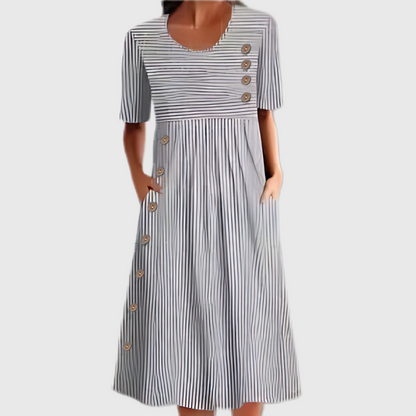 Women's Casual Short Sleeve Dress Side Buttons