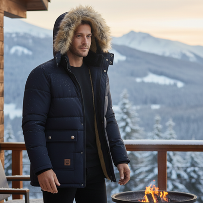 Men's Windproof Fleece Lined Hooded Winter Jacket