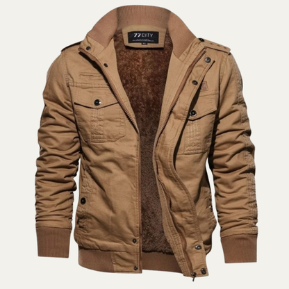 Men's Windproof Bomber Jacket Thick Plush Lined - VibreMode