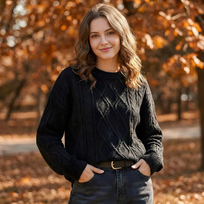Women's Crewneck Sweater Vintage 90s Style - VibreMode