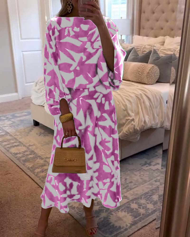 Women's Long Sleeve And Midi Skirt Set