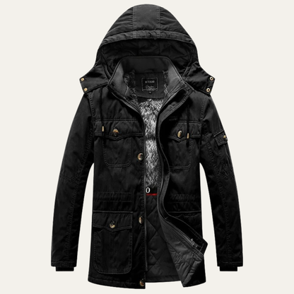 Men's Winter Hooded Parka Jacket Fleece Lining