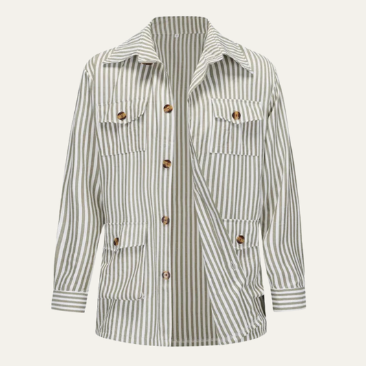 Men's Striped Button Down Shirt Cotton With Pockets - VibreMode