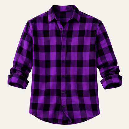 Men's Plaid Button-Up Shirt - VibreMode